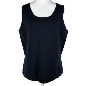 St John Sleeveless Top Womens Medium Tank Shell Navy Blue Contrasting Interior